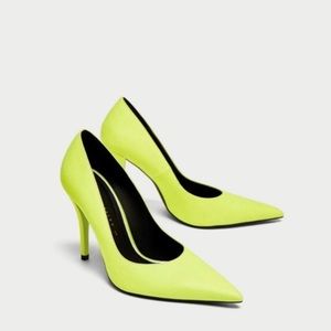 New Zara Neon Pumps Heels Yellow 10 Green Shoes